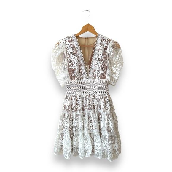 Bronx and Banco Megan Mini Dress in Blanc Lace Bridal Extra Small Women’s - Picture 2 of 12